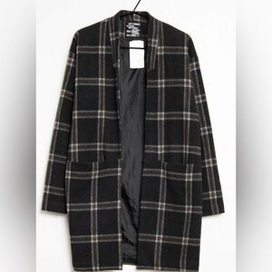 Just Female Just Luca Plaid Black Shirt Chore Barn Field Jacket Size: Medium